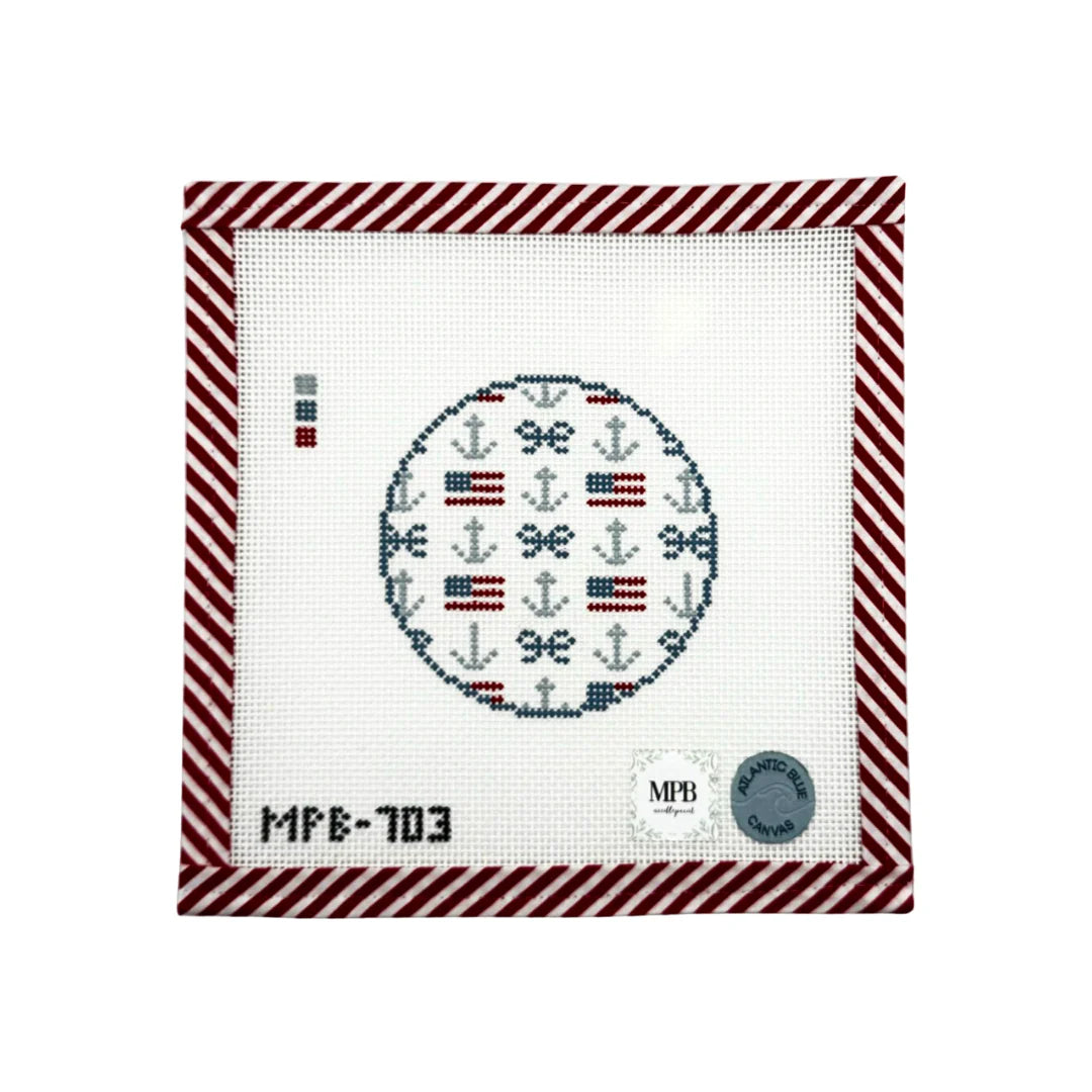 Nautical USA Round Canvas
