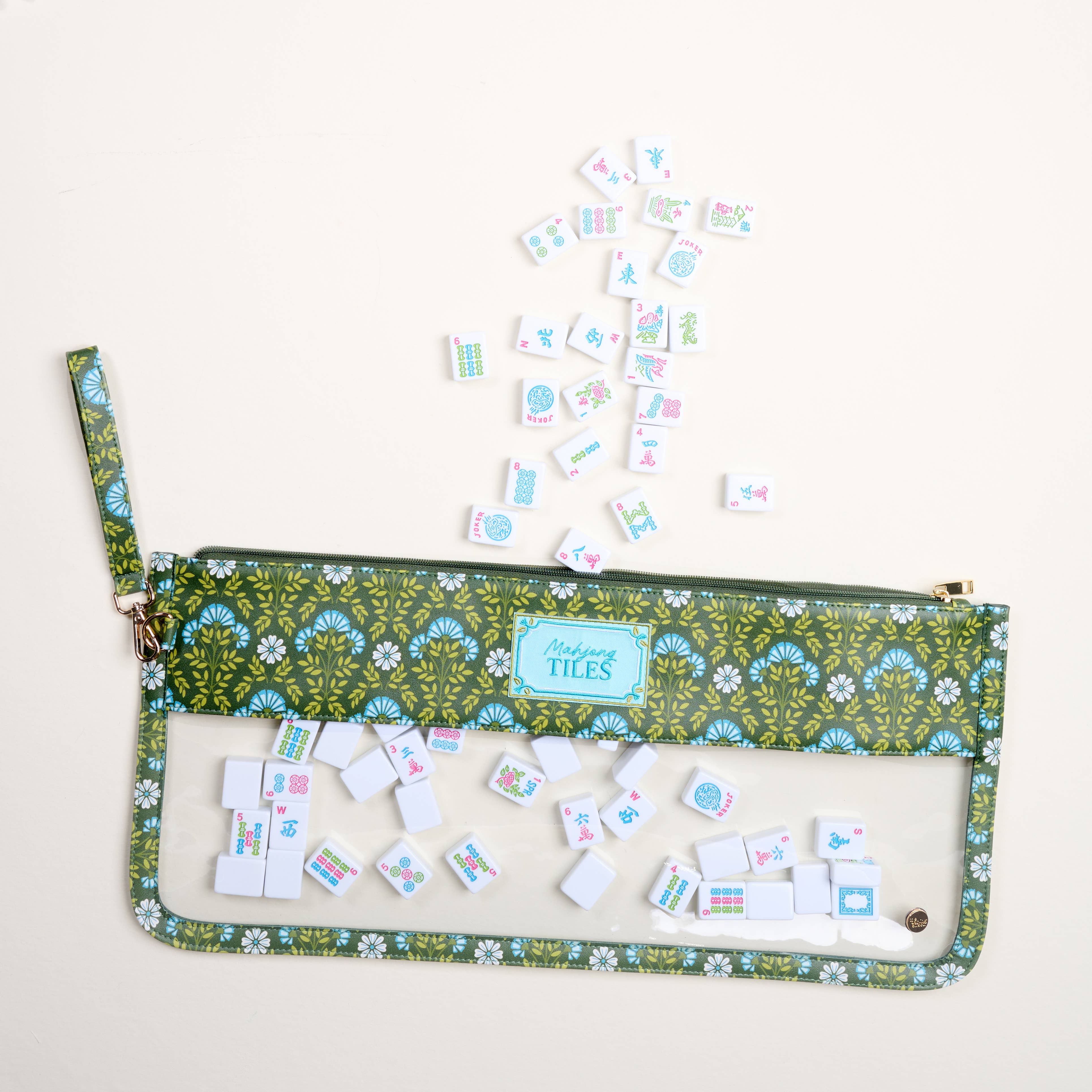 Mahjong Tile Keeper Pouch–Everbloom Forest Green