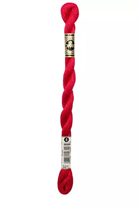 DMC 5 Pearl Cotton 321 Metallic Carmine Red