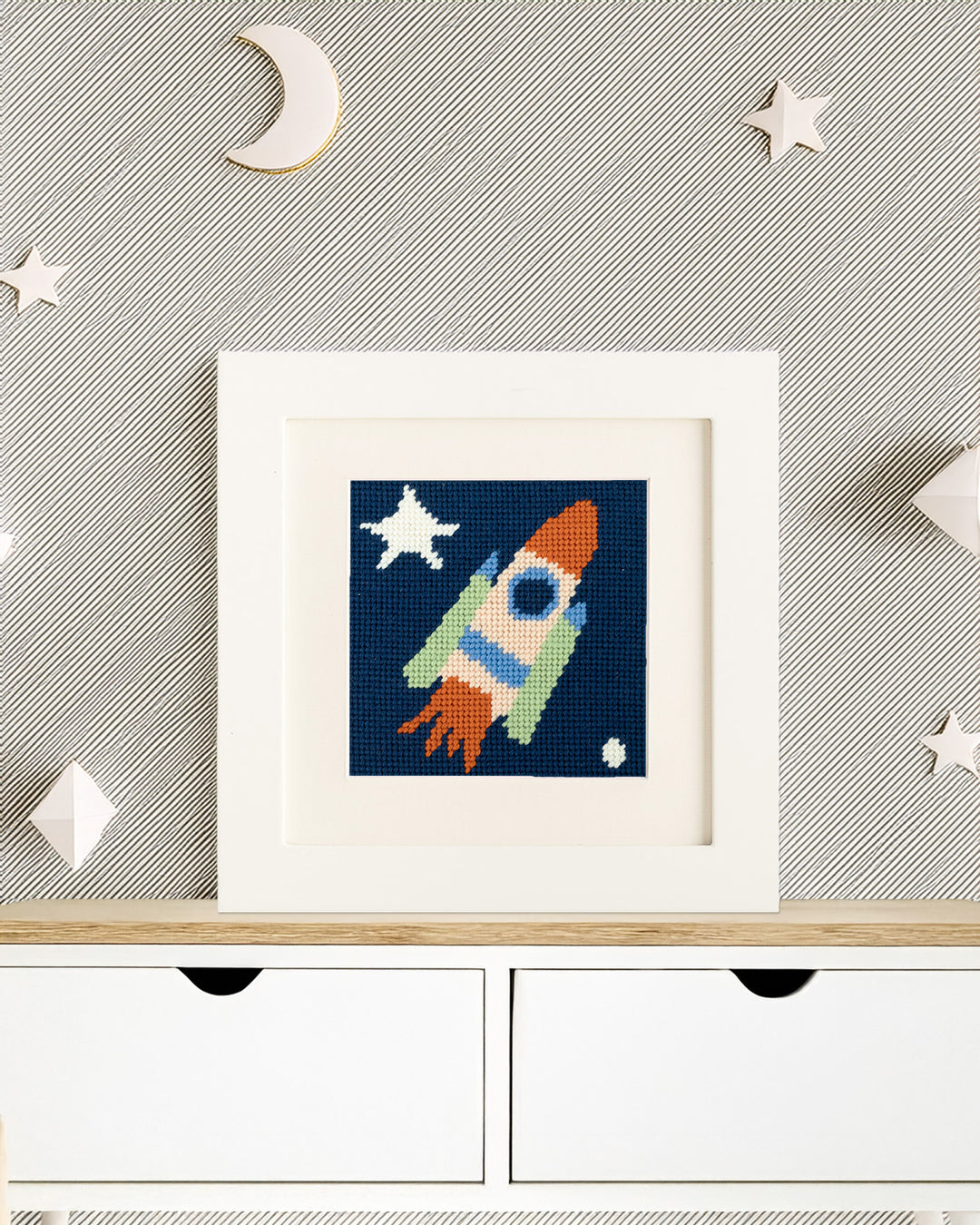 Rocket to the Stars Needlepoint Kit for Kids